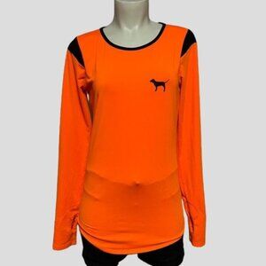 PINK Victoria's Secret Ultimate Bright Orange/Black Long Sleeve Top